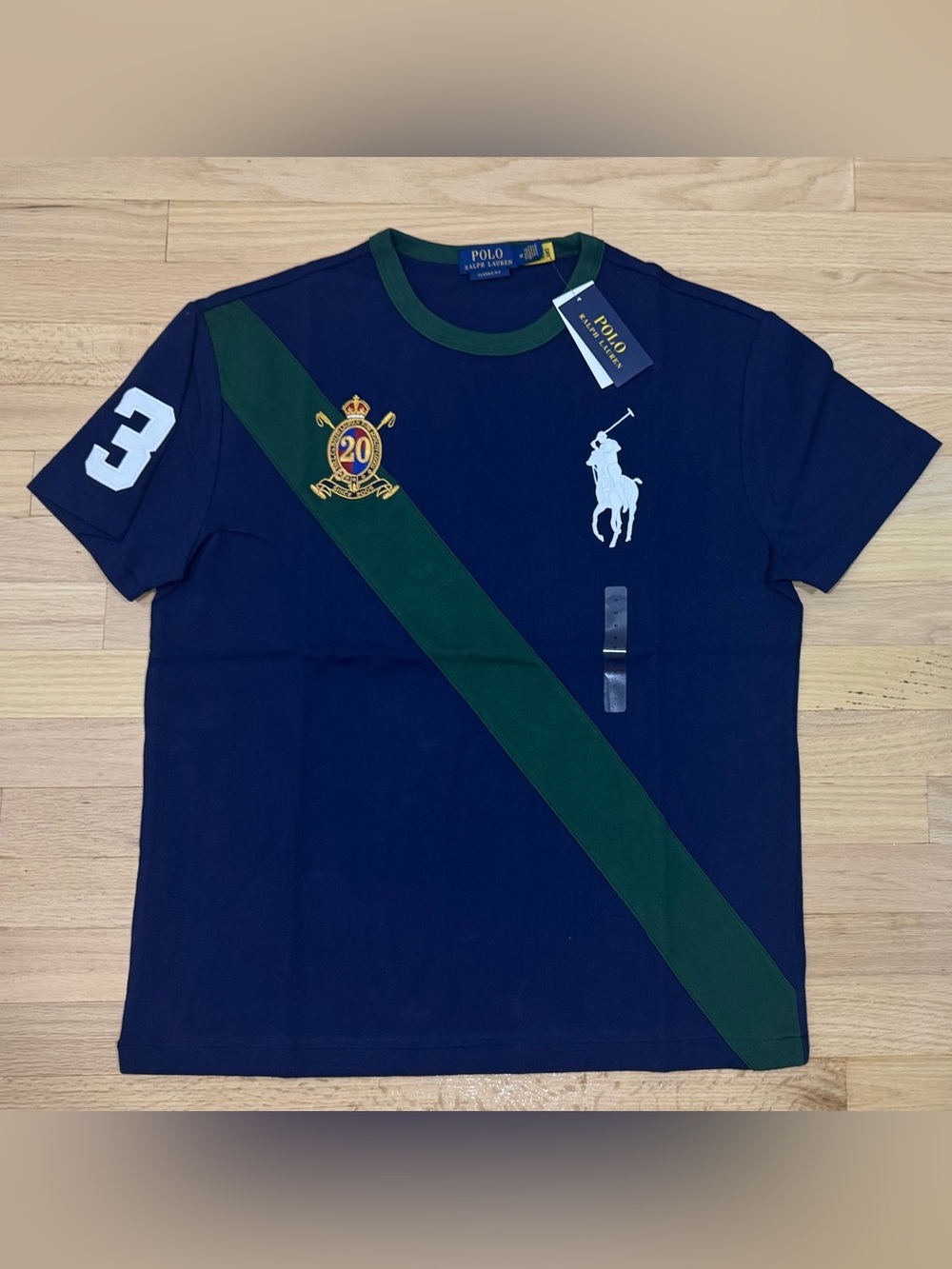 Polo Ralph Lauren Men s Big Pony 20th Anniversary Crest Logo T-Shirt Blue S-XL